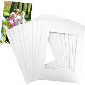 QWORK12x16 Picture Mats Cut for 8x10 Photo, 10 Pack White Double Mat Picture Matboard - Pre-Cut Mat Board Show, Bevel Cut Matte to Display Art Family Photos, Show Kits, Art, Picture Framing,