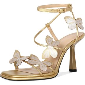 YODEKS Butterfly Heels Sandals Open Toe 3.5 Inch High Heels Women's Shoes