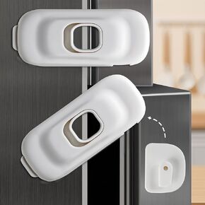 NiHome Child Safety Fridge & Cabinet Door Locks, 4-Pack Strong Adhesive Secure Refrigerator & Closet Door Lock, French Fridge & RV Fridge Locks, Childproof Design, One-Hand Operation, Easy to Install