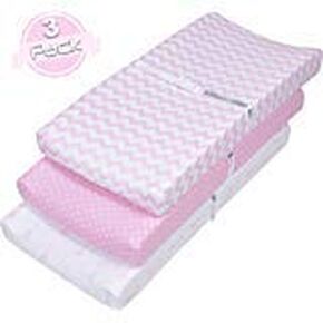 Changing Pad Cover – Baby Changing Pad Covers 4 Pack – Girls Changing Pad Cover Set – Pure Cotton Machine Washable Pink and White Changing Table Cover – Diaper Changing Pad Cover Sheets