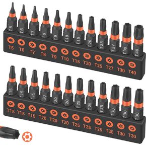 24-Piece Torx Bit Set, T5 - T40 Tamper Resistant Star Bits Set,Security Torx Bit Set, S2 Steel