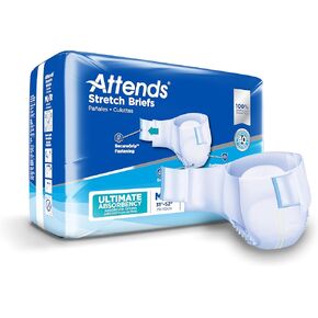 Attends Stretch Briefs with Advanced Dry-Lock Technology for Adult Incontinence Care, Large/X-Large, Unisex, 24 Count