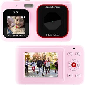 Digital Camera, Vlogging Camera, FHD 1080P Digital Point and Shoot Camera with 16X Zoom, Compact Small Camera for Beginners, Pink