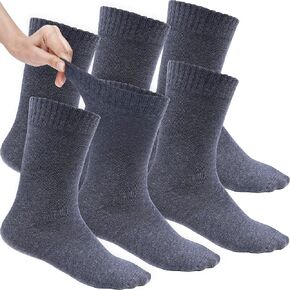 Thin Cotton Diabetic Socks for Women & Men - Neuropathy Socks Non Binding Crew Socks Loose Fit, 6 Pairs Size 9-11 Navy Blue