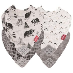 Nuby Reversible 100% Natural Cotton Muslin 2 Piece Bandana Teething Bib - Blue/Red