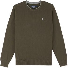 U.S. Polo Solid Jersey Crew Neck Sweater Pullover for Men
