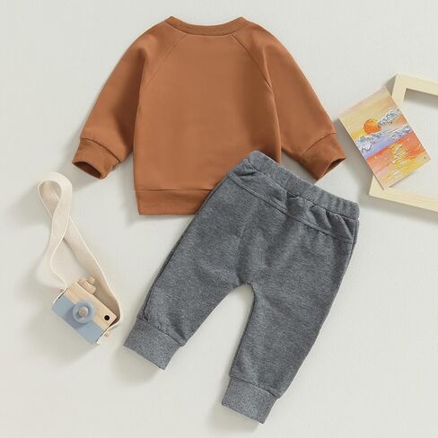 Baby Boys Cute Football Print Long Sleeve Sweatshirts and Stripe Long Pants Toddler Fall Winter Outfits in Kuwait