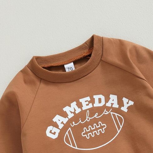 Baby Boys Cute Football Print Long Sleeve Sweatshirts and Stripe Long Pants Toddler Fall Winter Outfits in Kuwait