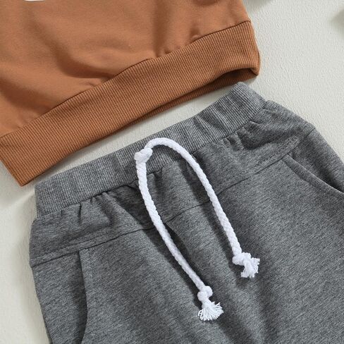 Baby Boys Cute Football Print Long Sleeve Sweatshirts and Stripe Long Pants Toddler Fall Winter Outfits in Kuwait