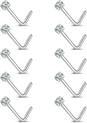 6-14PCS 20g Tiny Nose Stud Ring Piercing Surgical Steel Nose Bone/L Shaped/Nose Screws Rings Set in Kuwait