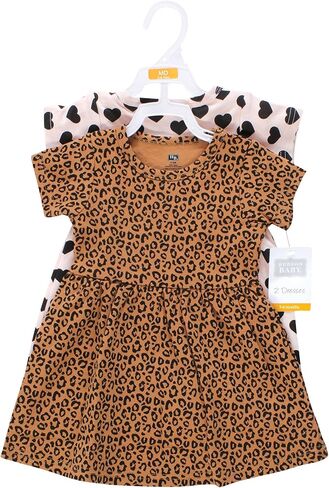 هدسون بيبي فساتين قطنية للفتيات الصغيرات، الفهد والقلوب، 5T in Kuwait