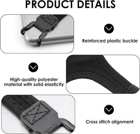 2 Pack Security Tablets Hand Strap Holder, 7.6''-11'' Handle Grip High-Elasticity Bands, Lightweight One-Handed Operation No-Dropping Strap Compatible with iPad/Air Kindle eReaders (Black) in Saudi Arabia