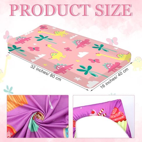 4 عبوات مجموعة غطاء وسادة تغيير الحفاضات للفتيات الصغيرات مقاس 32 × 16 بوصة، ملاءات ناعمة لمهد الأطفال، 4 أنماط in Kuwait