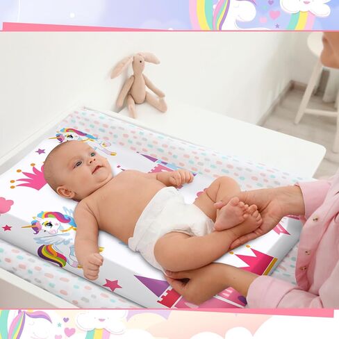 4 عبوات مجموعة غطاء وسادة تغيير الحفاضات للفتيات الصغيرات مقاس 32 × 16 بوصة، ملاءات ناعمة لمهد الأطفال، 4 أنماط in Kuwait