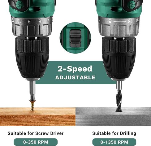 Power Drill Cordless: DEKO PRO Green Cordless Drill 20V Electric Power Drill Set Tool for Women Drills Cordless with Battery and Charger Drill Driver 20 Volt Drill Driver Kit in Kuwait