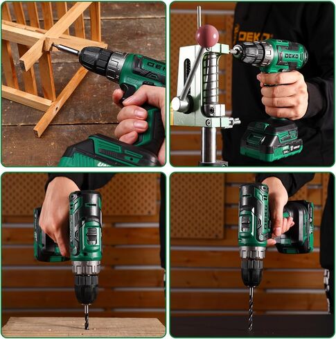 Power Drill Cordless: DEKO PRO Green Cordless Drill 20V Electric Power Drill Set Tool for Women Drills Cordless with Battery and Charger Drill Driver 20 Volt Drill Driver Kit in Kuwait