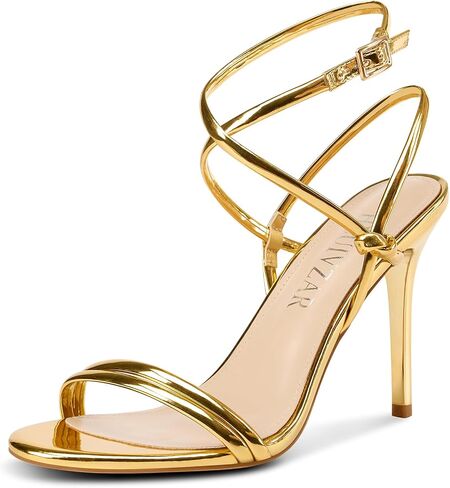 HEUIVZAR Womens Strappy Lace-up Stiletto High Heel Sandals Open Toe Ankle Strap Slingback Party Sexy Dress Shoes Patent Leather 3.9 Inches Heels in Saudi Arabia