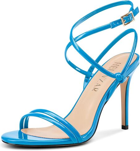 HEUIVZAR Womens Strappy Lace-up Stiletto High Heel Sandals Open Toe Ankle Strap Slingback Party Sexy Dress Shoes Patent Leather 3.9 Inches Heels in Saudi Arabia