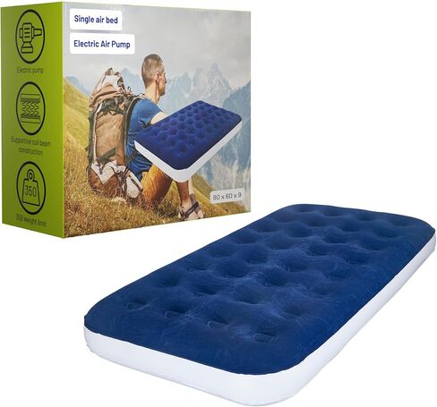 Greaton, 9-Inch Durable Luxury Inflatable Air Mattress with Comfort Coil Technology and High Capacity Pump, Good for Camping, Home and Portable Travel, Twin, Blue in Kuwait