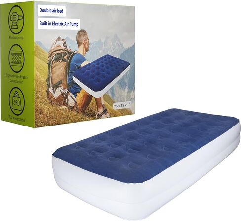 Greaton, 9-Inch Durable Luxury Inflatable Air Mattress with Comfort Coil Technology and High Capacity Pump, Good for Camping, Home and Portable Travel, Twin, Blue in Kuwait