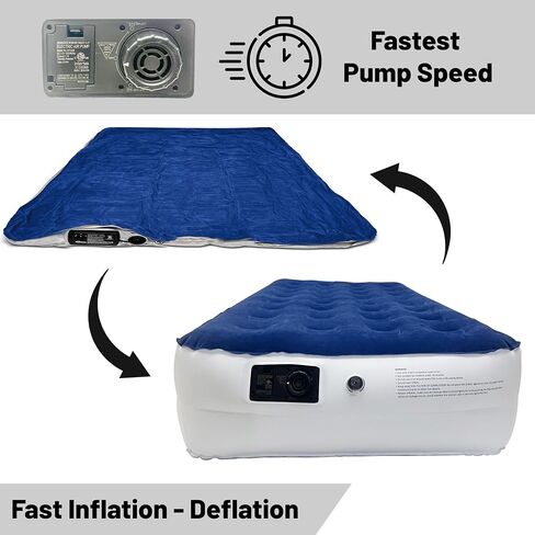Greaton, 9-Inch Durable Luxury Inflatable Air Mattress with Comfort Coil Technology and High Capacity Pump, Good for Camping, Home and Portable Travel, Twin, Blue in Kuwait