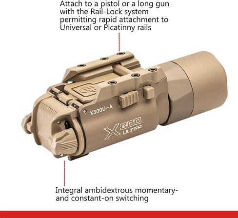 SureFire X300U-A Ultra High Output 1000 Lumens LED Weapon Light, Black, with 12 Extra CR123A and 3 Battery Cases - Universal/Picatinny Lever Latch Rail Mount, Z-XBC Push/Toggle Switch, 6V in Saudi Arabia