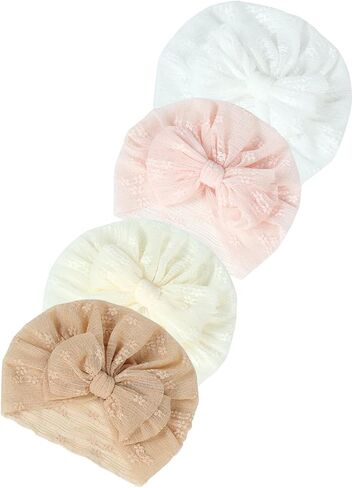 Baby Girls Infant Toddler Bowknot Lace Hats Headbands Beanie Headwraps Hat Newborn Turban Cap.(MZ15) in Saudi Arabia