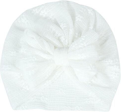 Baby Girls Infant Toddler Bowknot Lace Hats Headbands Beanie Headwraps Hat Newborn Turban Cap.(MZ15) in Saudi Arabia