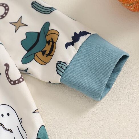 Halloween Baby Boy Girl Clothes Pumpkin Ghost Long Sleeve Romper Zipper Onesie Jumpsuit Footless Playsuit Fall Outfits in Saudi Arabia