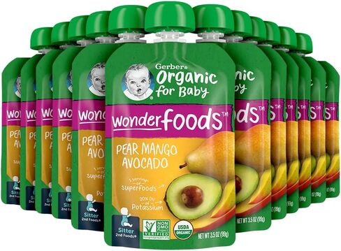 Gerber Organic Baby Food Pouches, 2nd Foods for Sitter, Fruit & Veggie Variety Pack, 3.5 Ounce (Set of 18) in Saudi Arabia
