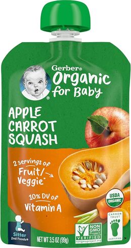 Gerber Organic Baby Food Pouches, 2nd Foods for Sitter, Fruit & Veggie Variety Pack, 3.5 Ounce (Set of 18) in Saudi Arabia