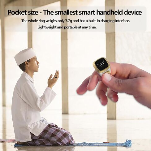 Smart Tasbih Zikr Ring, 20mm Muslim Digital Azan Alarm Clock, Tasbih Counter Smart Ring (Pink) in Kuwait