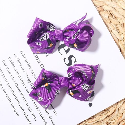 Halloween Hair Clips for Girls Purple Hair Bows Bat Hair Accessories Cute Cartoon Hairpins Bowknot Alligator Hair Barrettes Clip for Halloween Party Cosplay Decoration Supplies 2Pcs in Saudi Arabia
