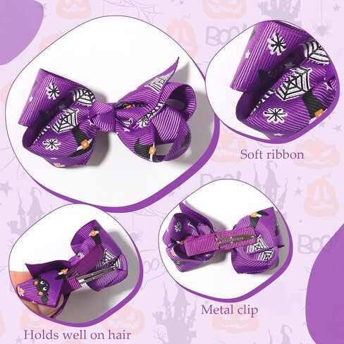 Halloween Hair Clips for Girls Purple Hair Bows Bat Hair Accessories Cute Cartoon Hairpins Bowknot Alligator Hair Barrettes Clip for Halloween Party Cosplay Decoration Supplies 2Pcs in Saudi Arabia
