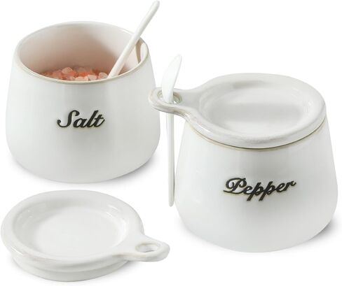 Salt and Pepper Bowls Set, 2pcs Ceramic Pepper Salt Container with Lid and Spoon for Countertop, Salt Cellar Dish with Lid for Sea Salt, Spice and Sugar, Pink in Saudi Arabia
