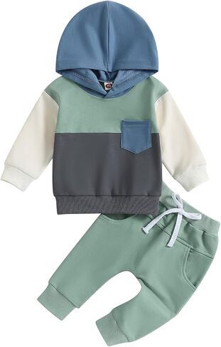 Baby Boy Clothes Infant Hoodie Set Long Sleeve Sweatshirts with Elastic Pants 2Pcs Toddler Fall Winter Outfit in Saudi Arabia