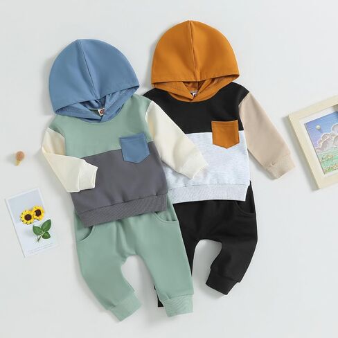Baby Boy Clothes Infant Hoodie Set Long Sleeve Sweatshirts with Elastic Pants 2Pcs Toddler Fall Winter Outfit in Saudi Arabia