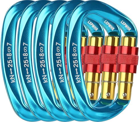 D Shape Carabiner 25KN Heavy Duty Climbing Mountaineer Expanding exploratory Caverns Connection Protection Locking Carabiner Clip Carabiner Screw Lock Hammock Camping Outdoor Equipment… in Saudi Arabia
