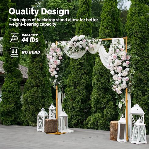 Backdrop Stand, 8x10 ft Adjustable Photo Backdrop Stand Kit, Heavy Duty Backdrop Stand with Steel Base for Photography, Photo Video Studio, Birthday Parties, Wedding (Golden) in Kuwait