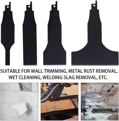 EMVANV 4 قطع/مجموعة من شفرات المنشار الترددي، مرفق أداة الكشط للمناشير الترددية، أدوات تنظيف البلاط من الفولاذ الكربوني لإزالة فجوات صمغ البلاط والمواد اللاصقة، وتنظيف الجدران (4 قطع) in Kuwait