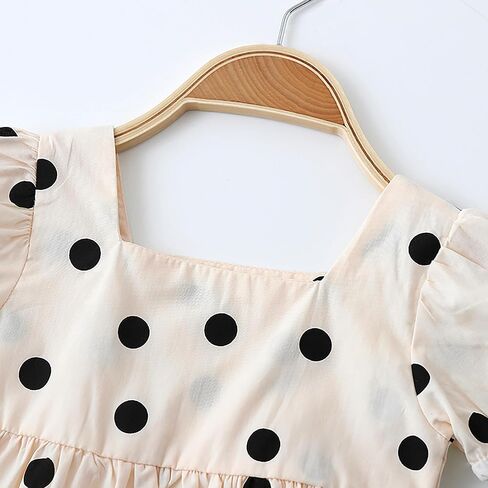 Toddler Girls Polka Dots Dress Short Sleeve Flower Girls Swiss Dots Flowy Pleated Party Dress Size 1-8T in Kuwait