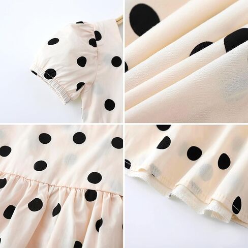 Toddler Girls Polka Dots Dress Short Sleeve Flower Girls Swiss Dots Flowy Pleated Party Dress Size 1-8T in Kuwait