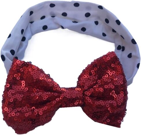 Honkenda طفل الفتيات الأحمر Bowknot عقال فيونكات شعر ، مرونة بريق الترتر رباط شعر اكسسوارات للرضع حديثي الولادة in Kuwait