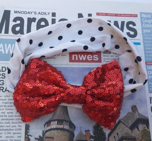 Honkenda طفل الفتيات الأحمر Bowknot عقال فيونكات شعر ، مرونة بريق الترتر رباط شعر اكسسوارات للرضع حديثي الولادة in Kuwait