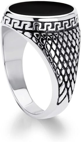 555Jewelry Stainless Steel High Polish Plain Oval Black Onyx Signet Ring for Men in Kuwait