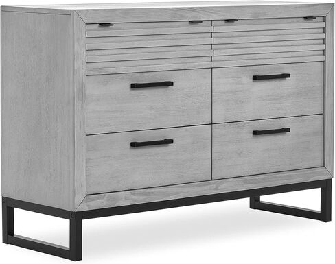 خزانة ملابس مزدوجة من Evolur Kyoto باللون الرمادي الإمبراطوري، تأتي مجمعة بالكامل، وتأتي مع مجموعة مضادة للقلب، مصنوعة من الخشب الصلب، تصميم فريد من نوعه بلونين، أثاث خشبي للحضانة in Kuwait