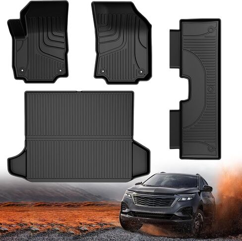 AOMSAZTO Floor Mats Compatible with 2018-2024 Chevrolet Equinox, Custom Fit Chevy Equinox Floor Liners 1st & 2nd Row All-Weather Protection, Black. in Kuwait