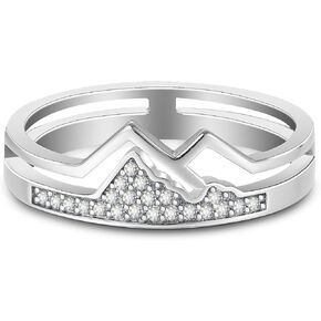 FUNYCHEN Christmas Gifts Mountain Ring for Women Sterling Silver Faith Moves Moutains Inspirational Rings to My Daughter Stacking Wave Ring Dainty Keep Climbing Ring Bands US Size 5-10
