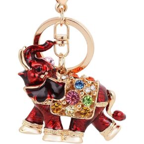 Elephant Keychain for Women, Cute Elephant Animal Key Chain for Girls, Colorful Elephant Key Ring, Rhinestone Elephant Keychains, Sparkling Elephant Keyring, Funny Elephant Keychain Accessories Gift
