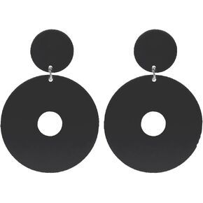 Acrylic Transparent Hollow Double Circle Round Dangle Earrings Geometric Statement Drop Earrings for Women Girls Summer Holiday Cool Party Jewelry